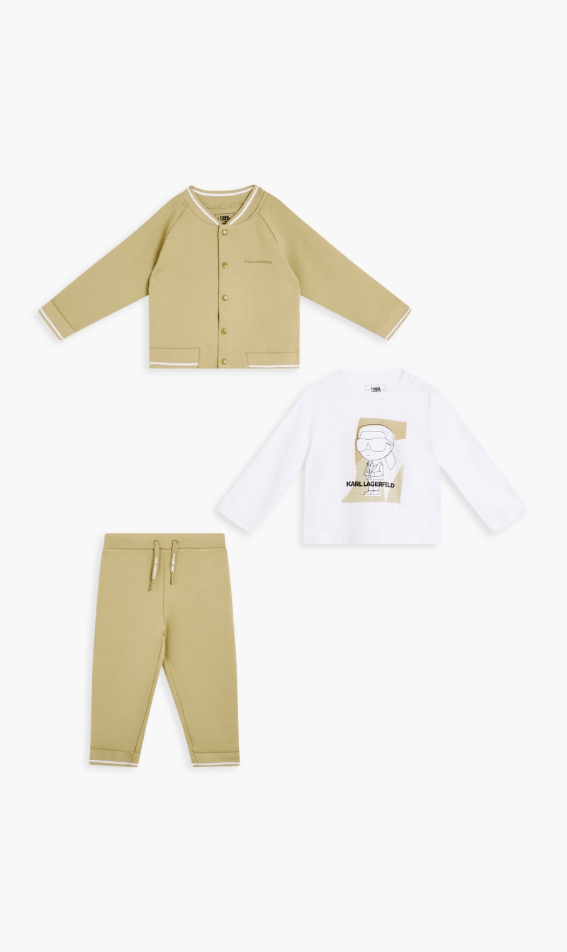 T-shirt+trousers+cardigan Set, Brown