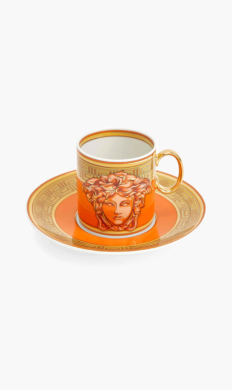 Orange Coin Espresso Cup & Saucer