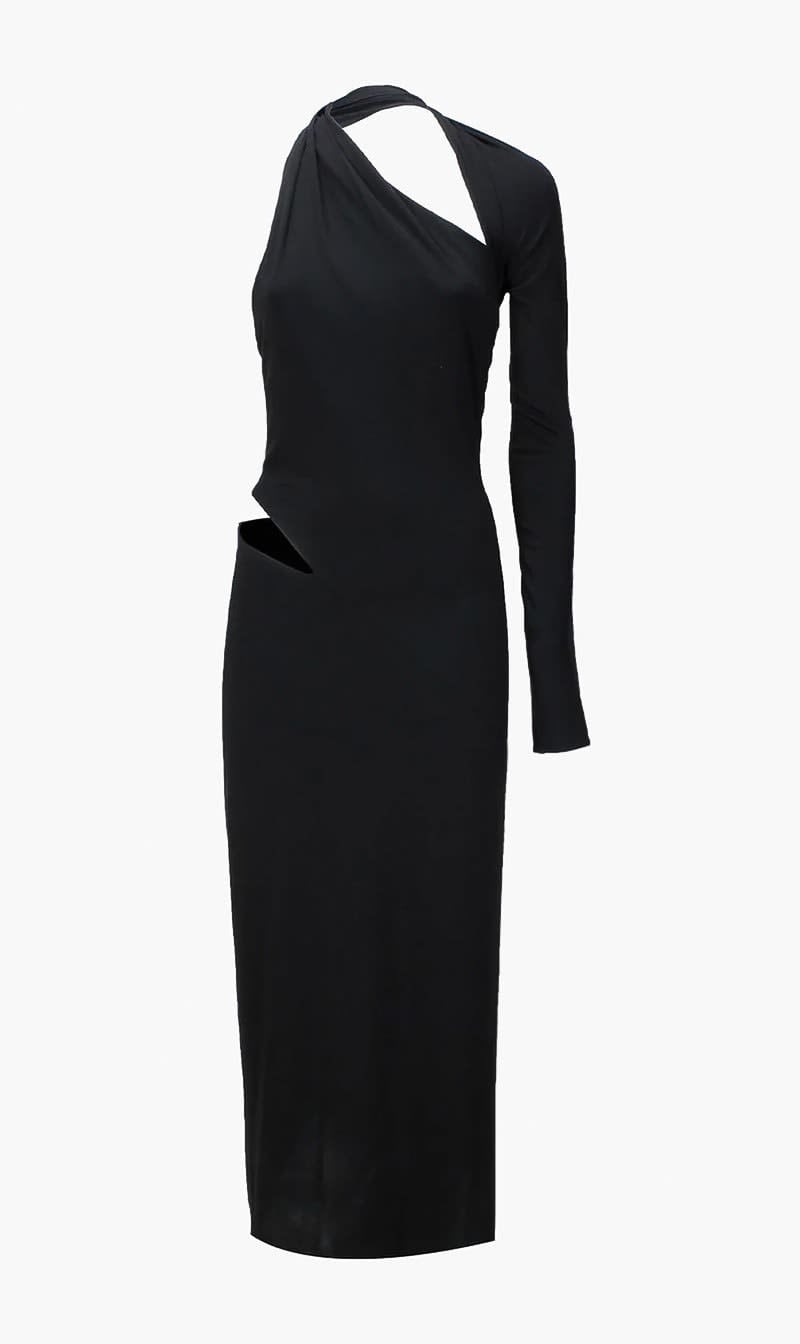 Versace Black Asymmetric Midi Dress for Women
Versace Black Asymmetric Midi Dress for Women