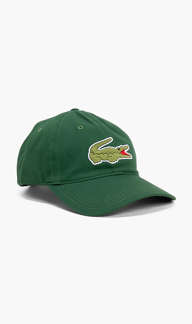 Lacoste Contrast Strap And Oversized Crocodile Cotton Cap