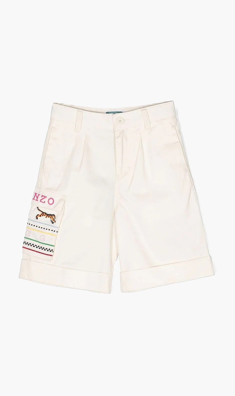 Logo Print Shorts, Beige