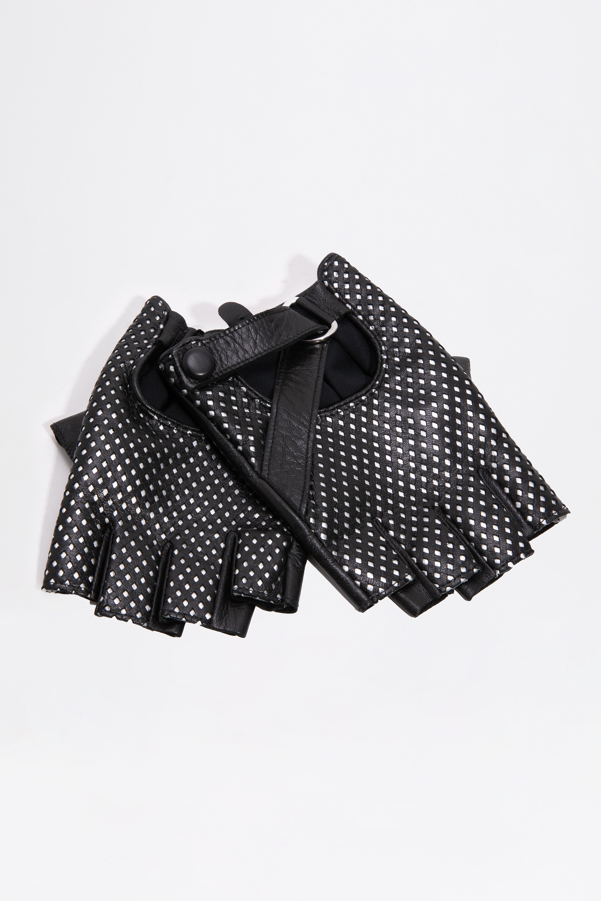 Karl Lagerfeld Perforated Fingerless Leather Gloves