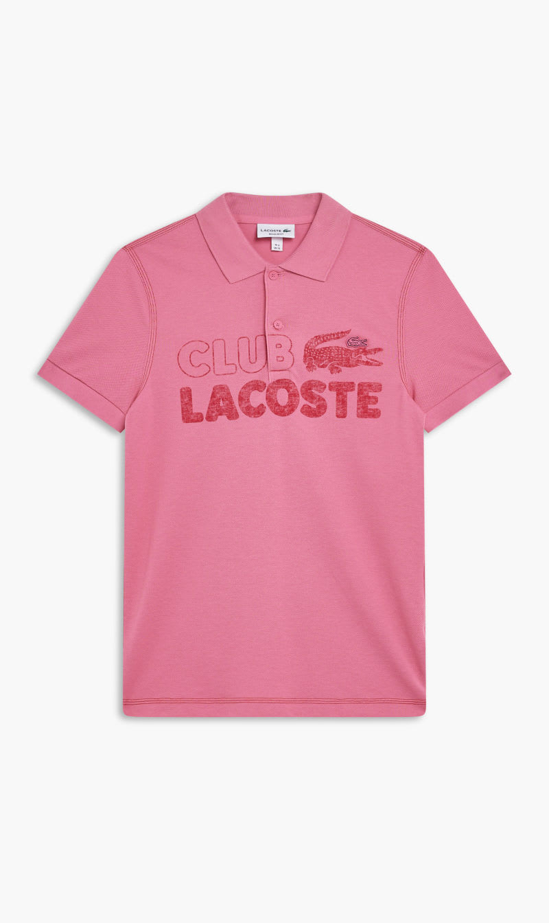 Lacoste Pink Short Sleeved Ribbed Collar Shirt for Men | The Deal Outlet