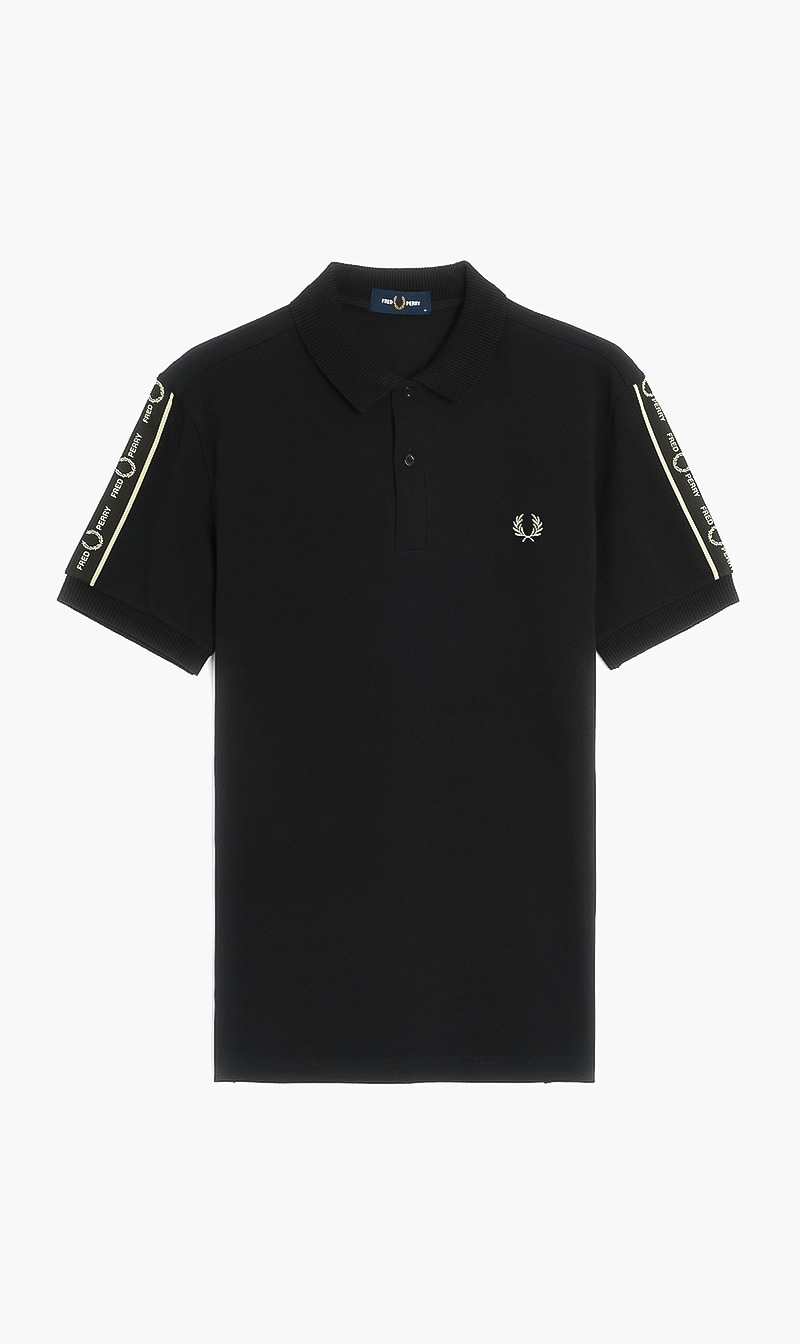 Taped Sleeve Polo, Black