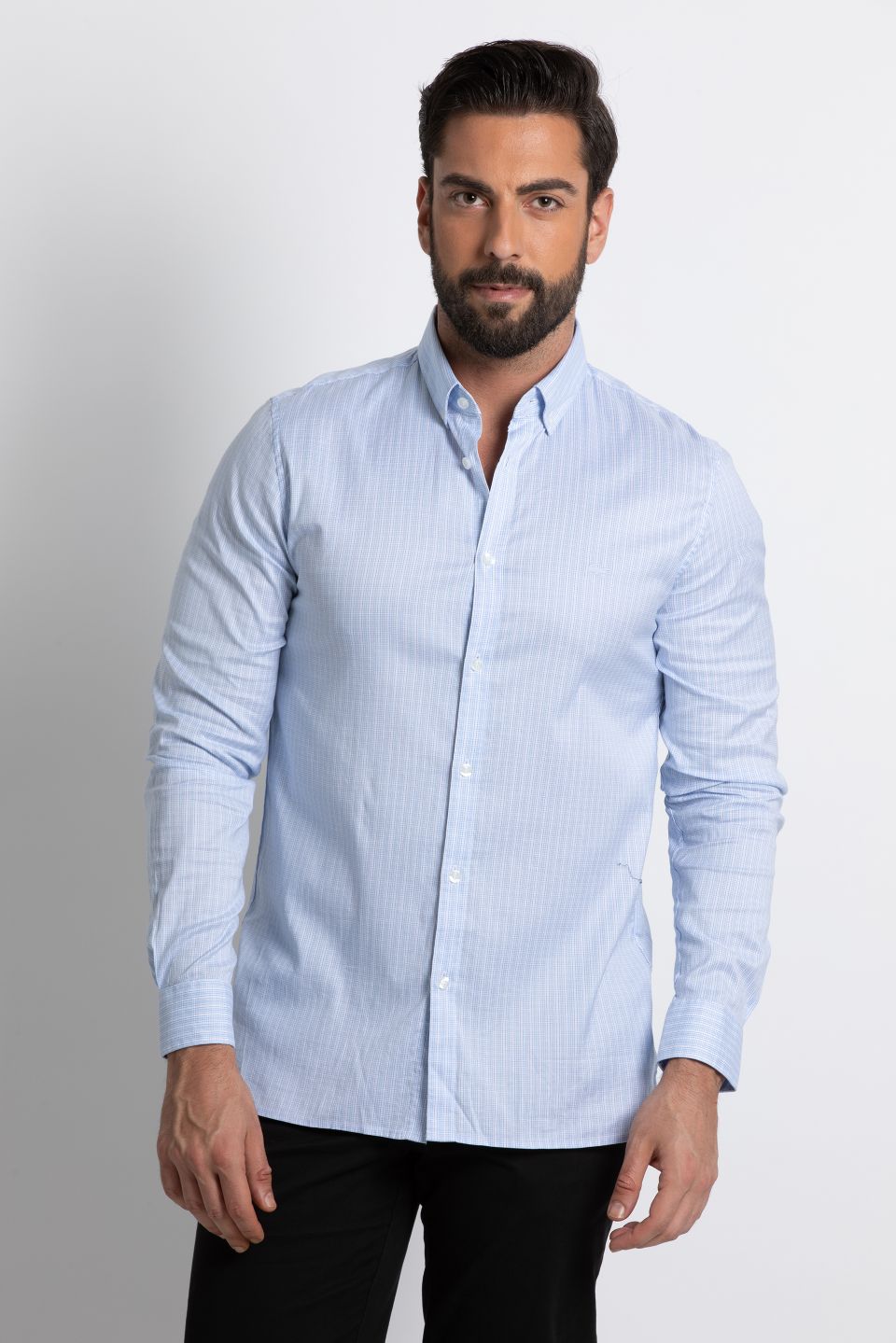 Lacoste Checkered Stretch Pinpoint Long Sleeve Shirt