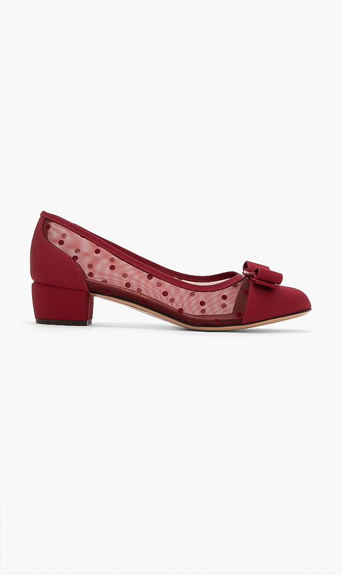 Salvatore Ferragamo Vara Dots Mesh Pumps