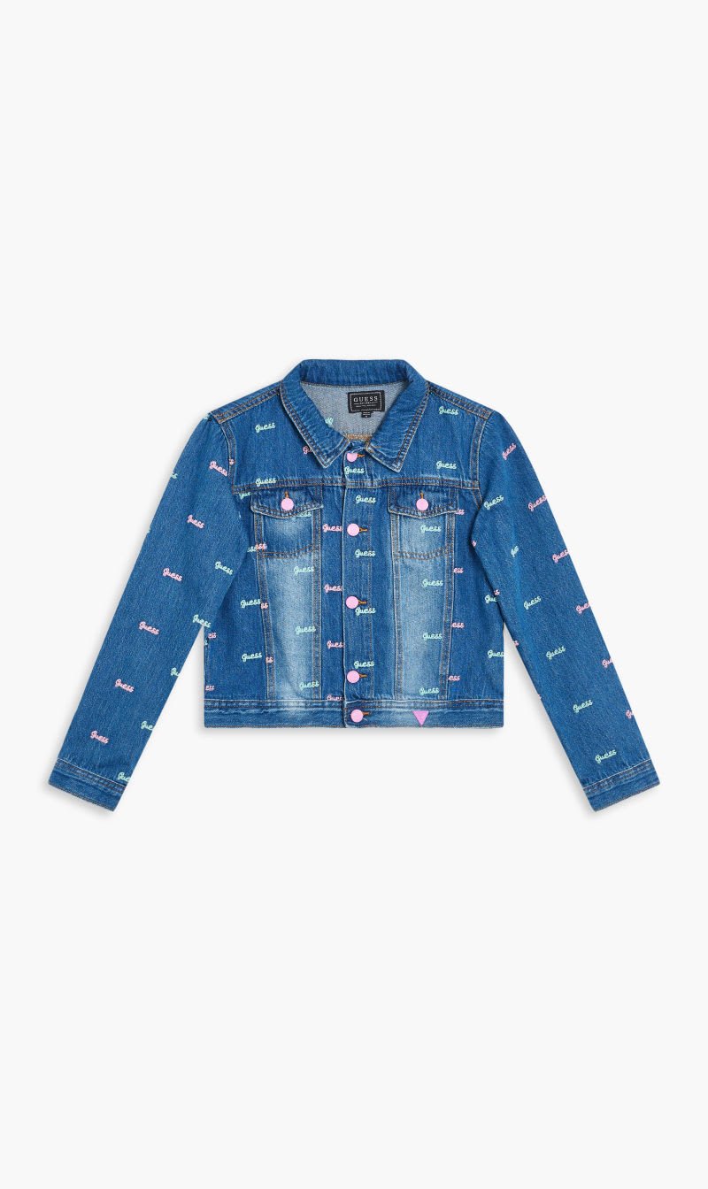 Guess Blue Denim Jacket Wallover Emby for Girls | The Deal Outlet
