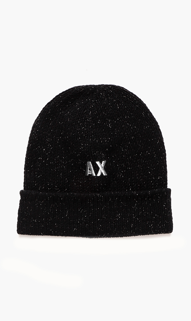Embroidered Logo Beanie, Black