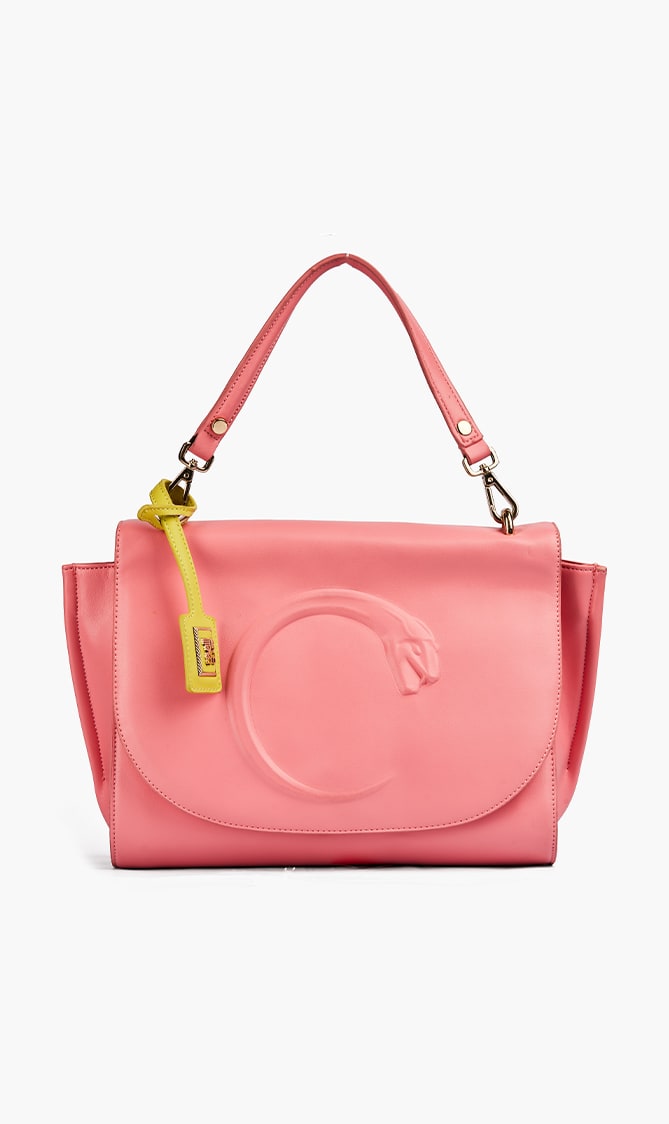 Cavalli Class C Logo Snake-embossed Shoulder Bag