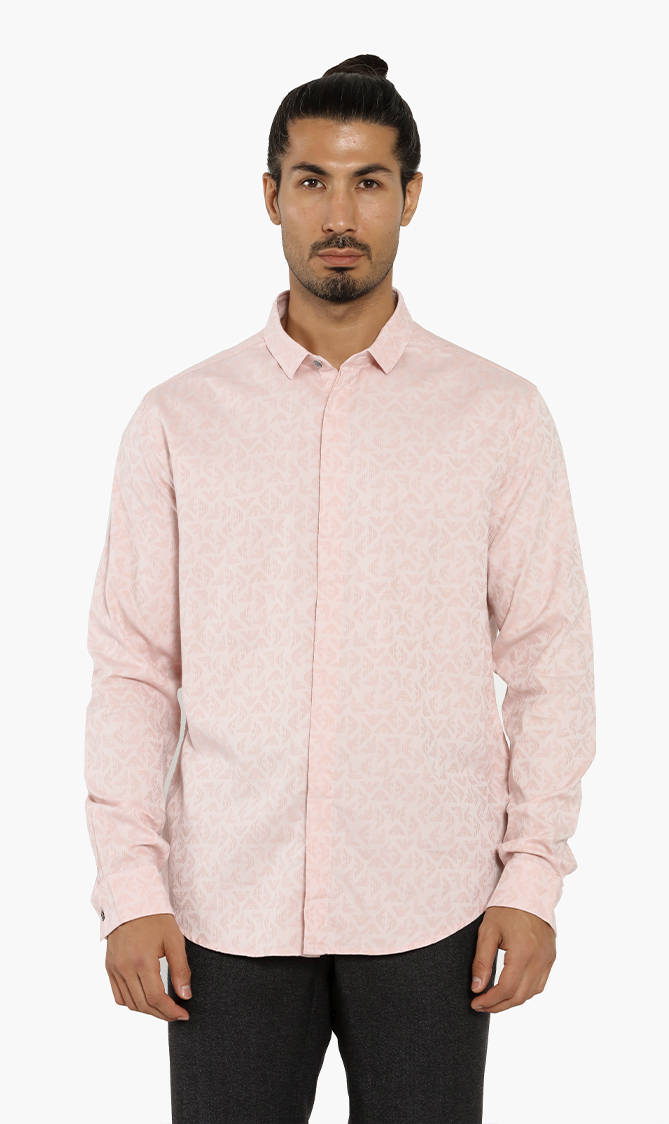 Emporio Armani Slim Fit All Over Logo Print Shirt