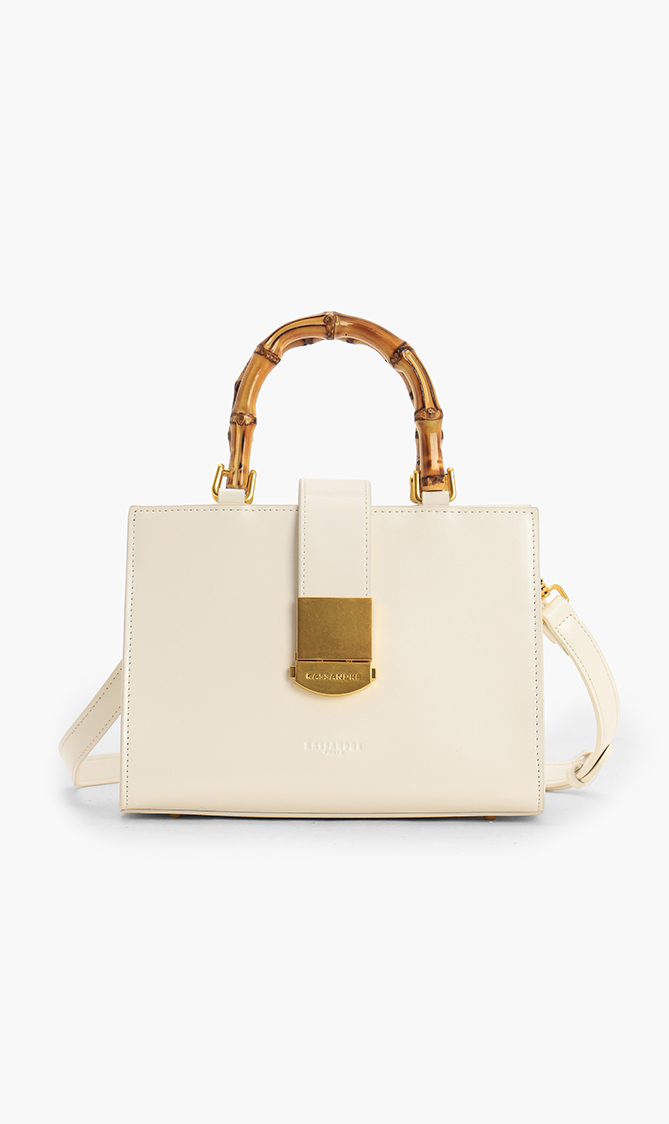 Kassandre Asia Leather Wood-like Handle Handbag