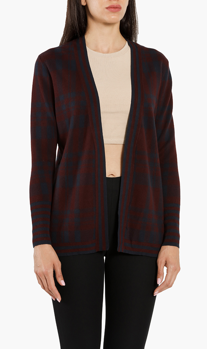 Ted Baker Isslaii Long Line Check Cardigan