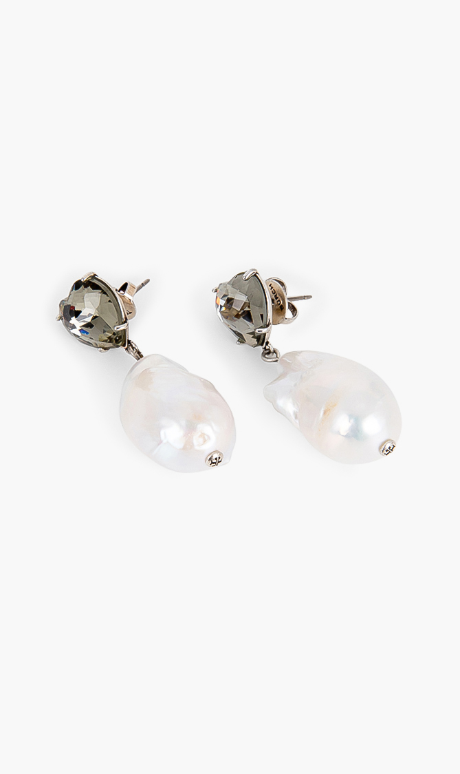 Tory Burch Crystal Heart And Pearl Drop Earrings