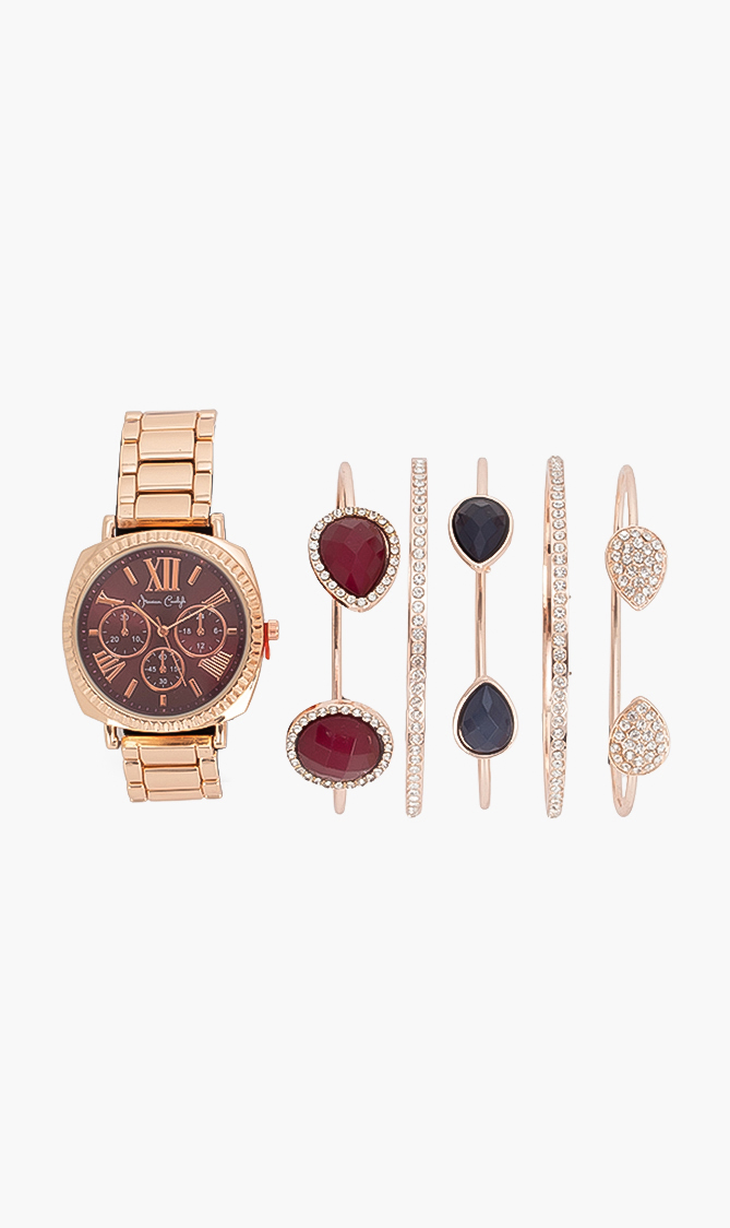 Jessica Carlyle Chronograph Watch And Bangle Set