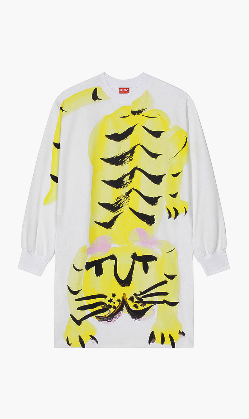 Graphic Sweatshirt Dress, White