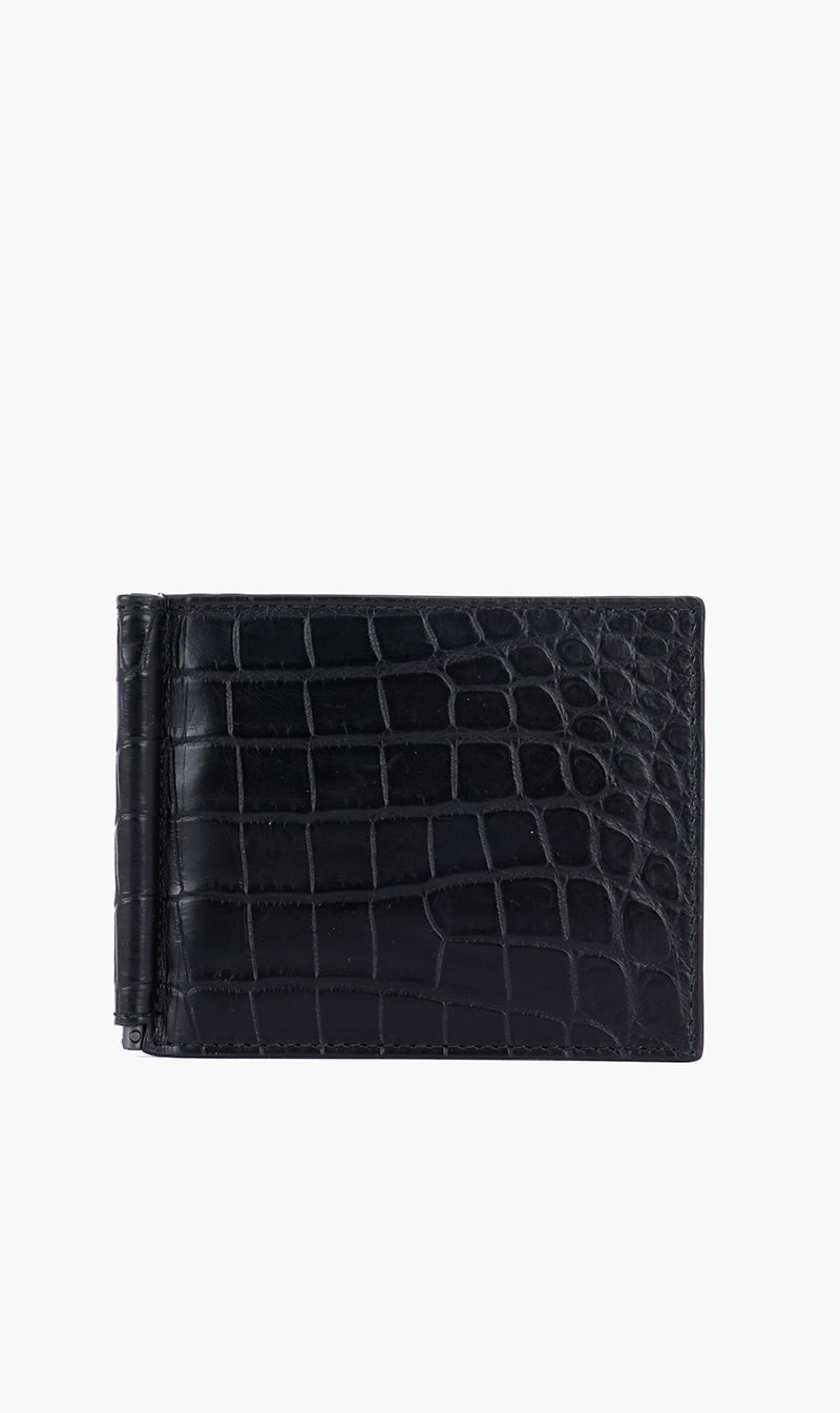 Textured Leather Wallet, Black
