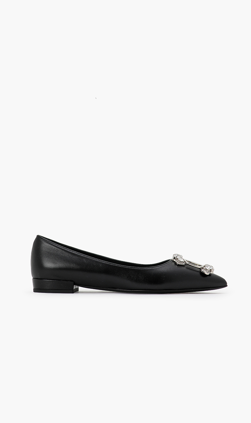 Salvatore Ferragamo Hailey Crystal Vara Flats