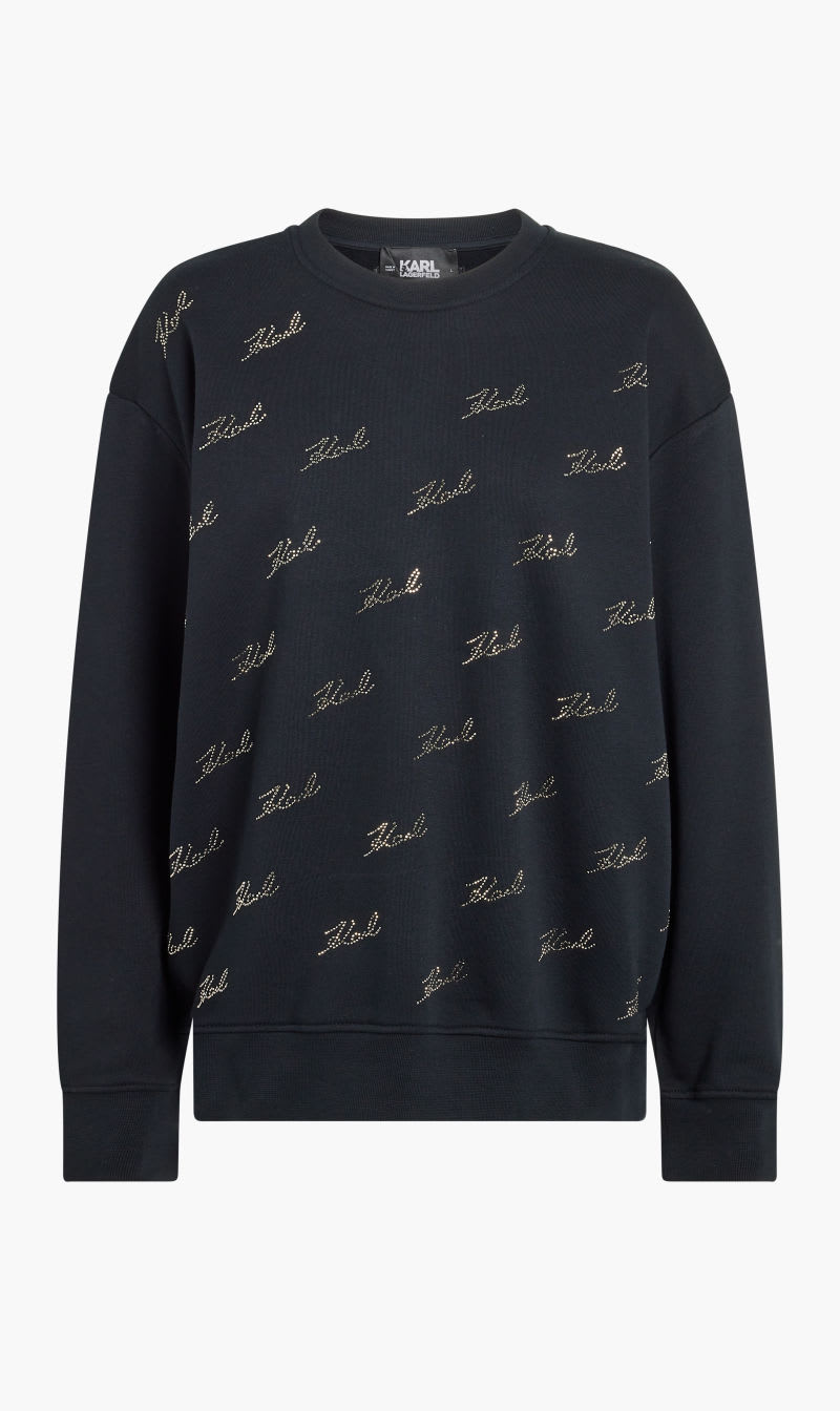 Karl Lagerfeld Black Rhinestone Karl Sweatshirt for Women | The Deal Outlet