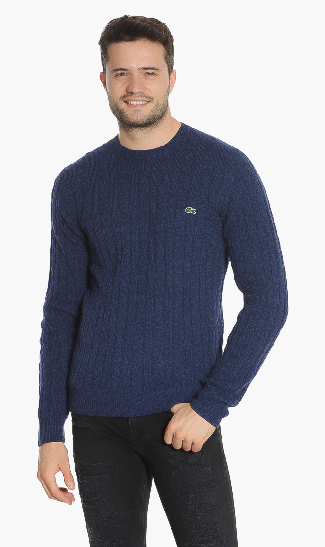 Lacoste Crew Neck Cable Knit Effect Sweater