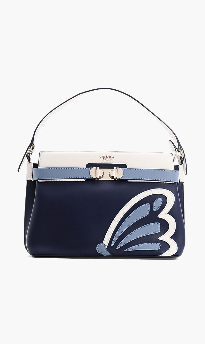 Tosca Blu Butterfly Patch Leather Bag