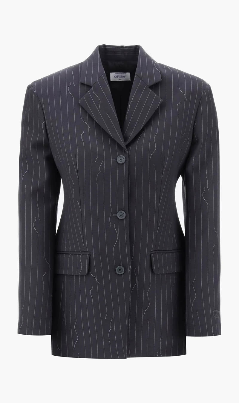 Off-white Grey Pinstripe Fitted 3 Button Jkt forged Iro for Women | The Deal Outlet
Off-white Grey Pinstripe Fitted 3 Button Jkt forged Iro for Women | The Deal Outlet