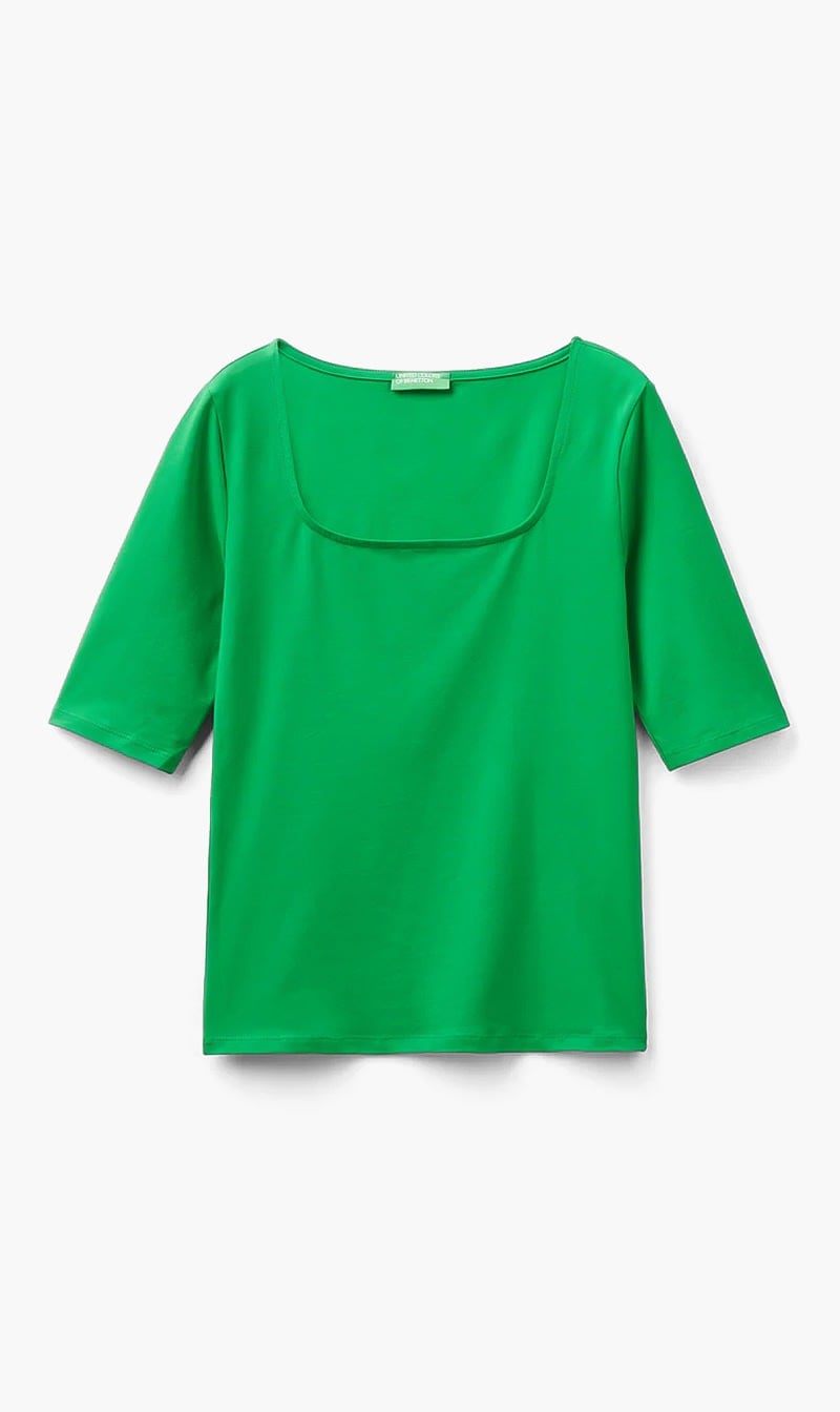 United Colors Of Benetton Green Stretch Cotton Fitted T-shirt for Women
United Colors Of Benetton Green Stretch Cotton Fitted T-shirt for Women
