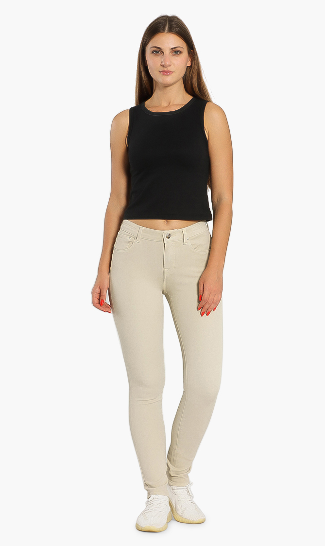 Gilda Stretch Tailored Jeans, Beige