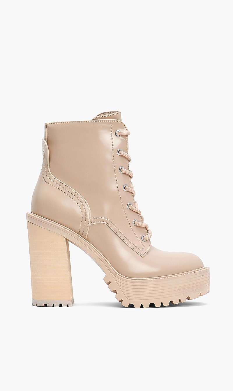 Guess Beige Kalissa Leather Boots for Women | The Deal Outlet