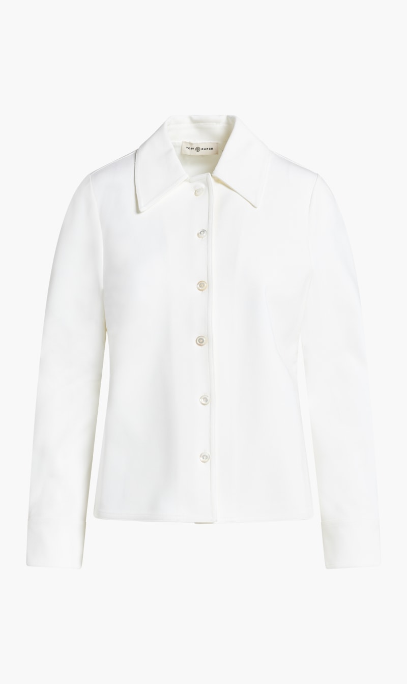 Tory Burch White Stretch Crepe Shirt for Women | The Deal Outlet