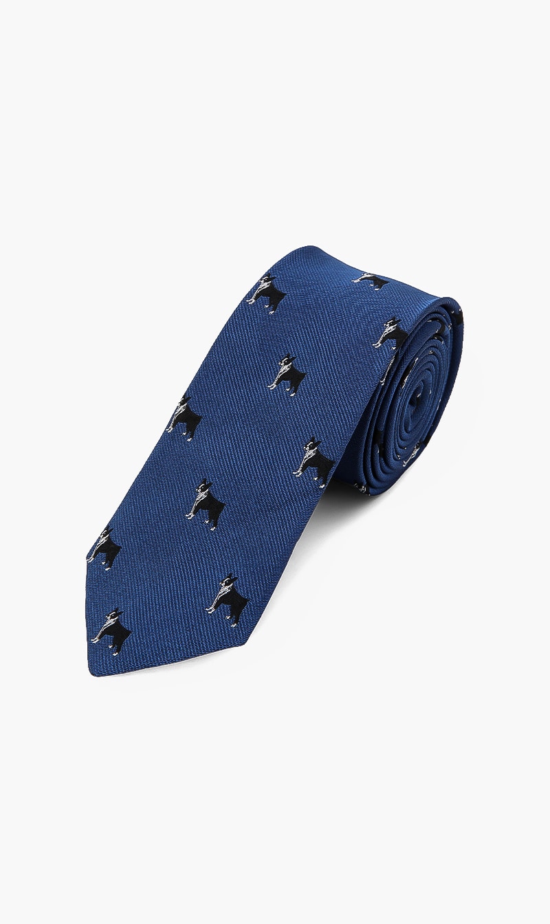 Bulldog Print Silk Tie