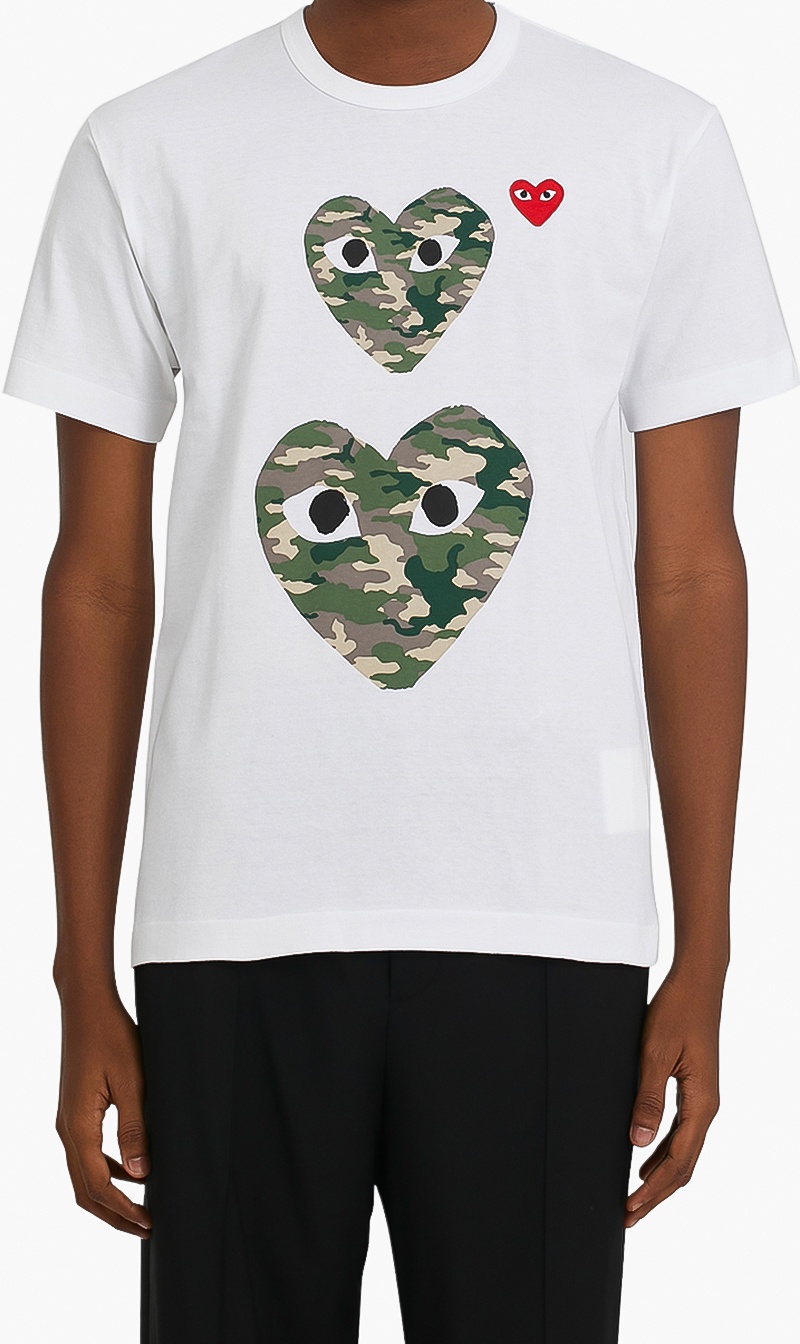 Double Heart Camouflage T-shirt, White