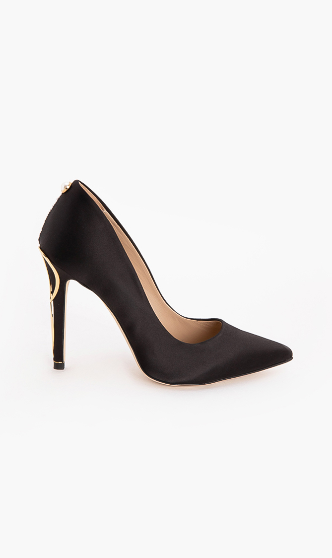 INGIE PARIS Pearl Embellished Satin Pumps