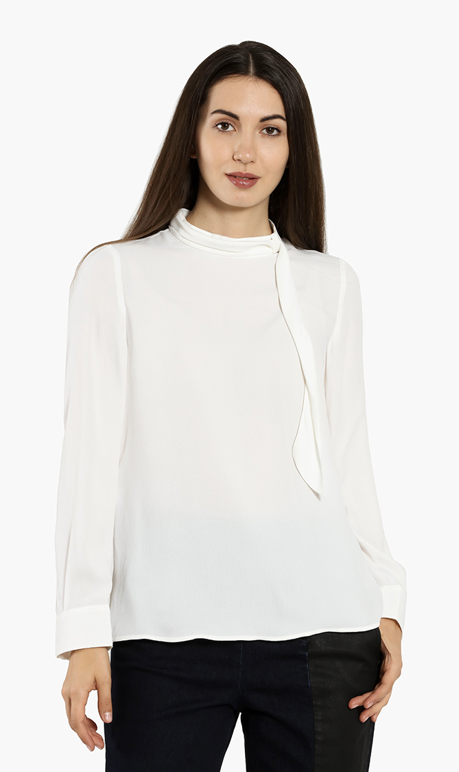 Emporio Armani Jewel-neck Long Sleeves Blouse