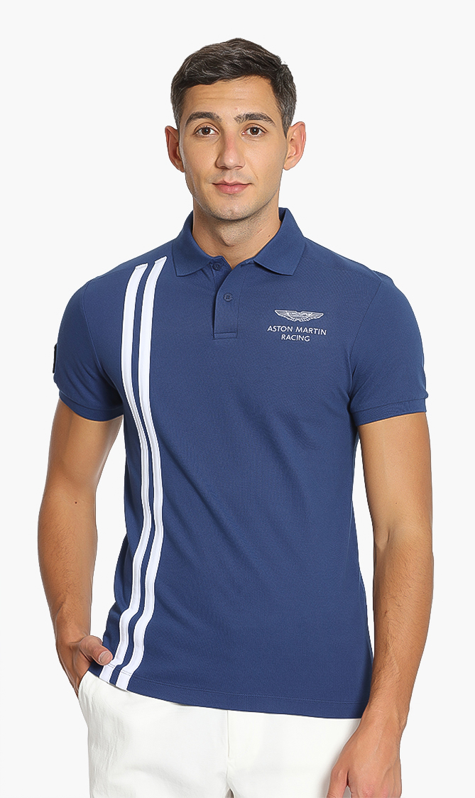 Hackett London Aston Martin Vertical Stripe Polo Shirt