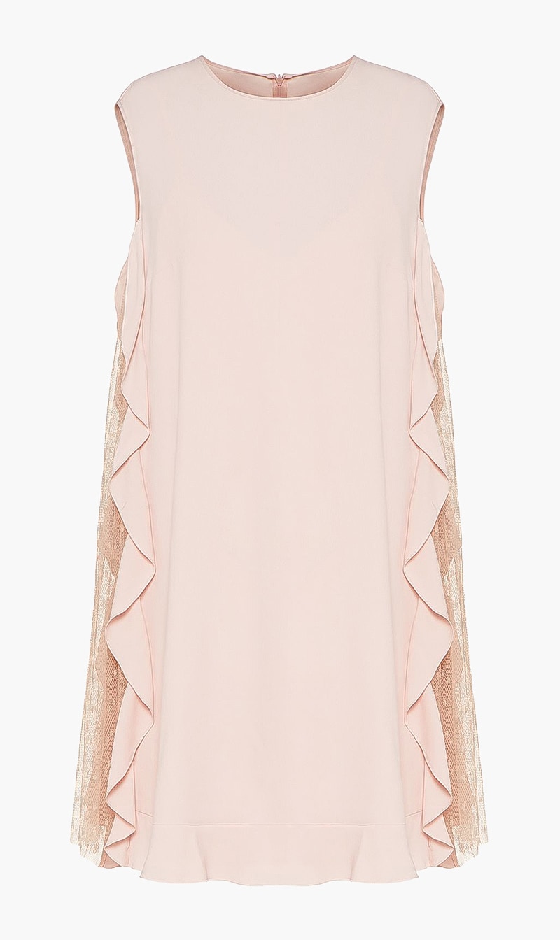 Ruffle Detail Silk Dress