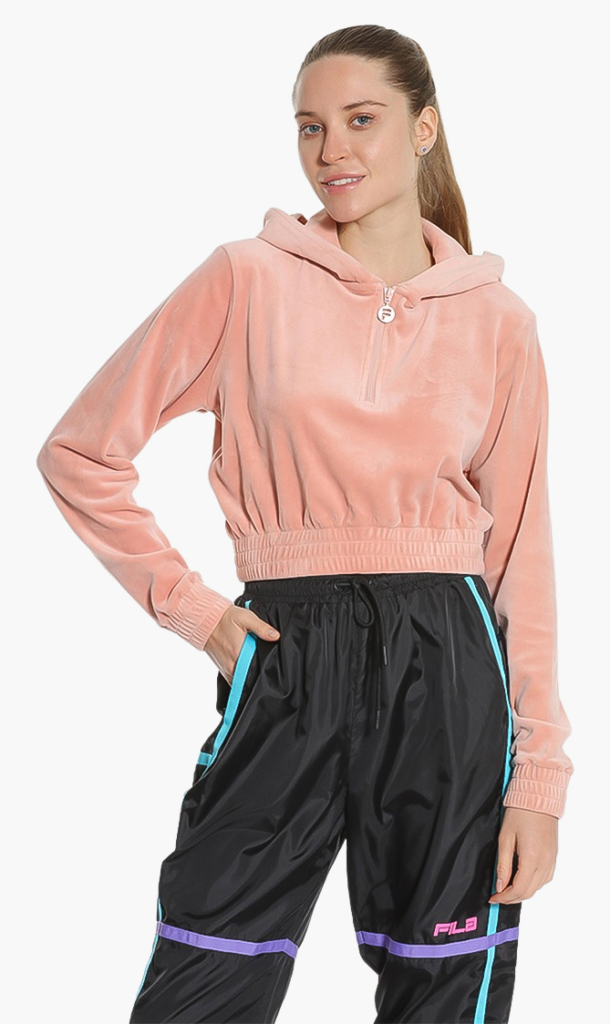 Aaral Velour Crop Hoodie, Pink