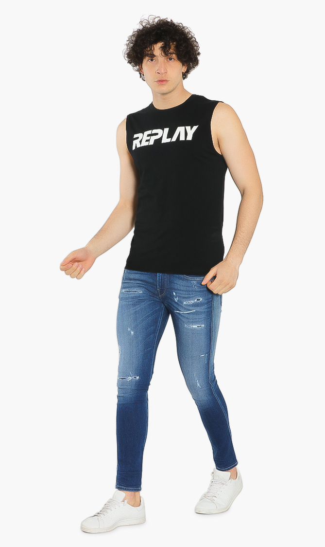 Replay Large Logo Print Top