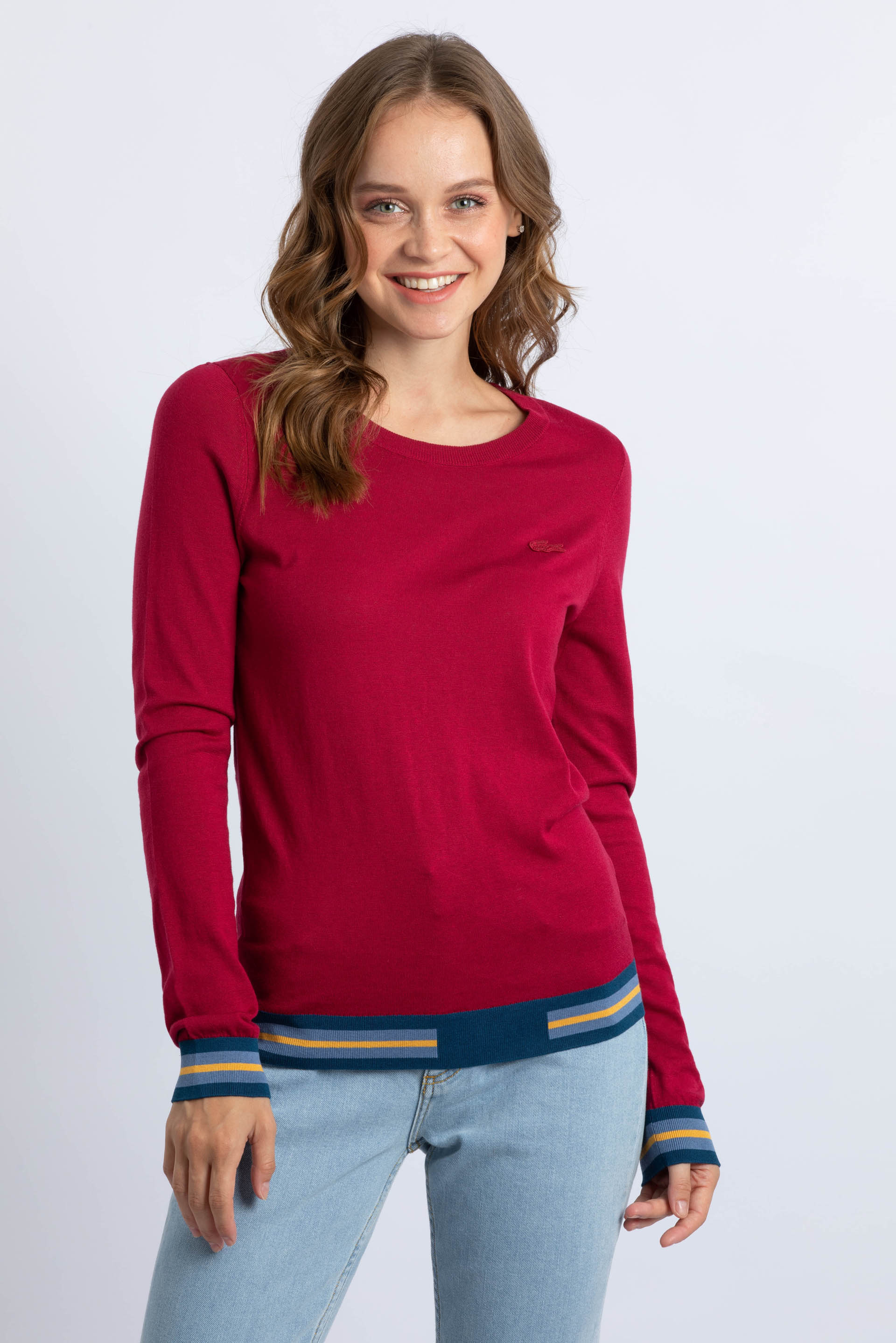 LACOSTE Contrast Stripe Edged Sweater