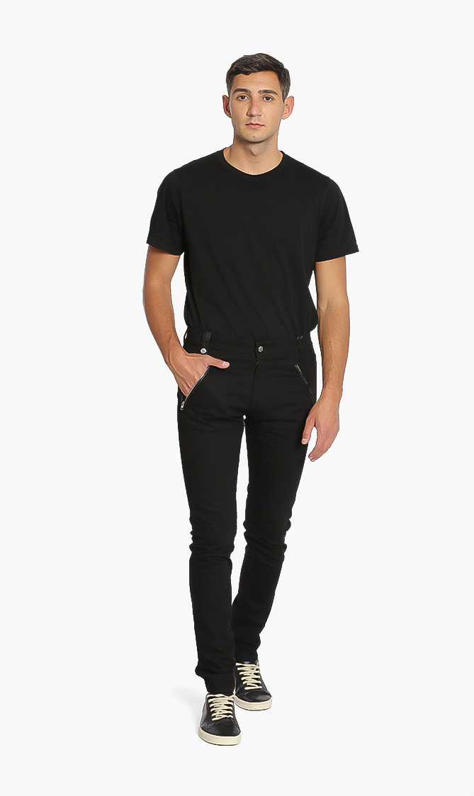Alexander Mcqueen Leather Pocket Stretch Jeans