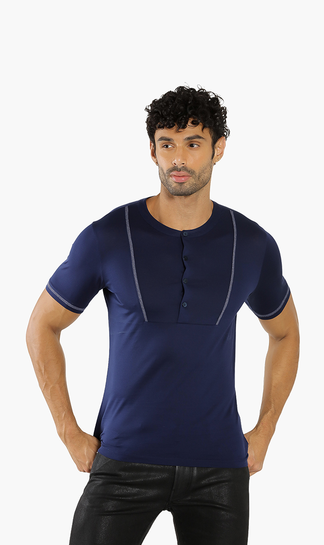 LA PERLA Button Crew Neck T-shirt