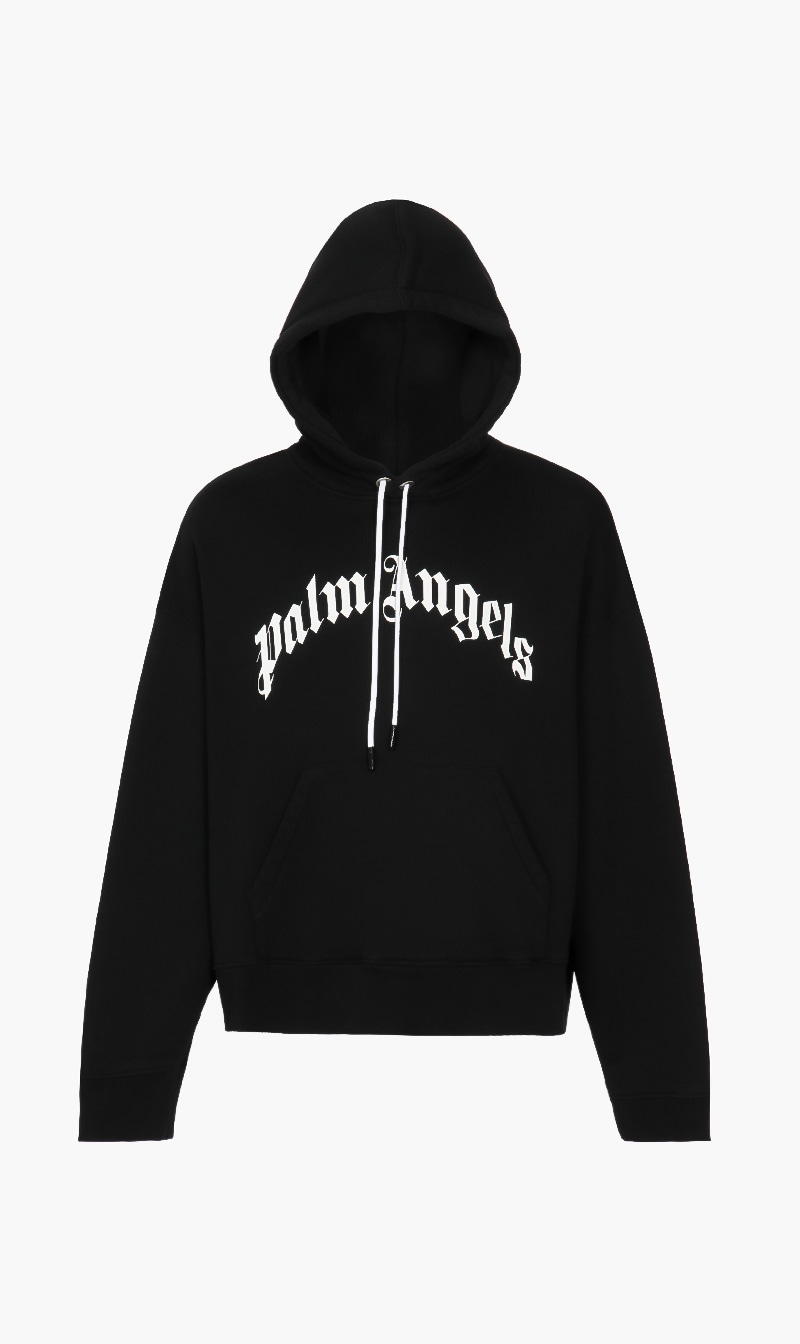 Curved Logo Hoodie, Black