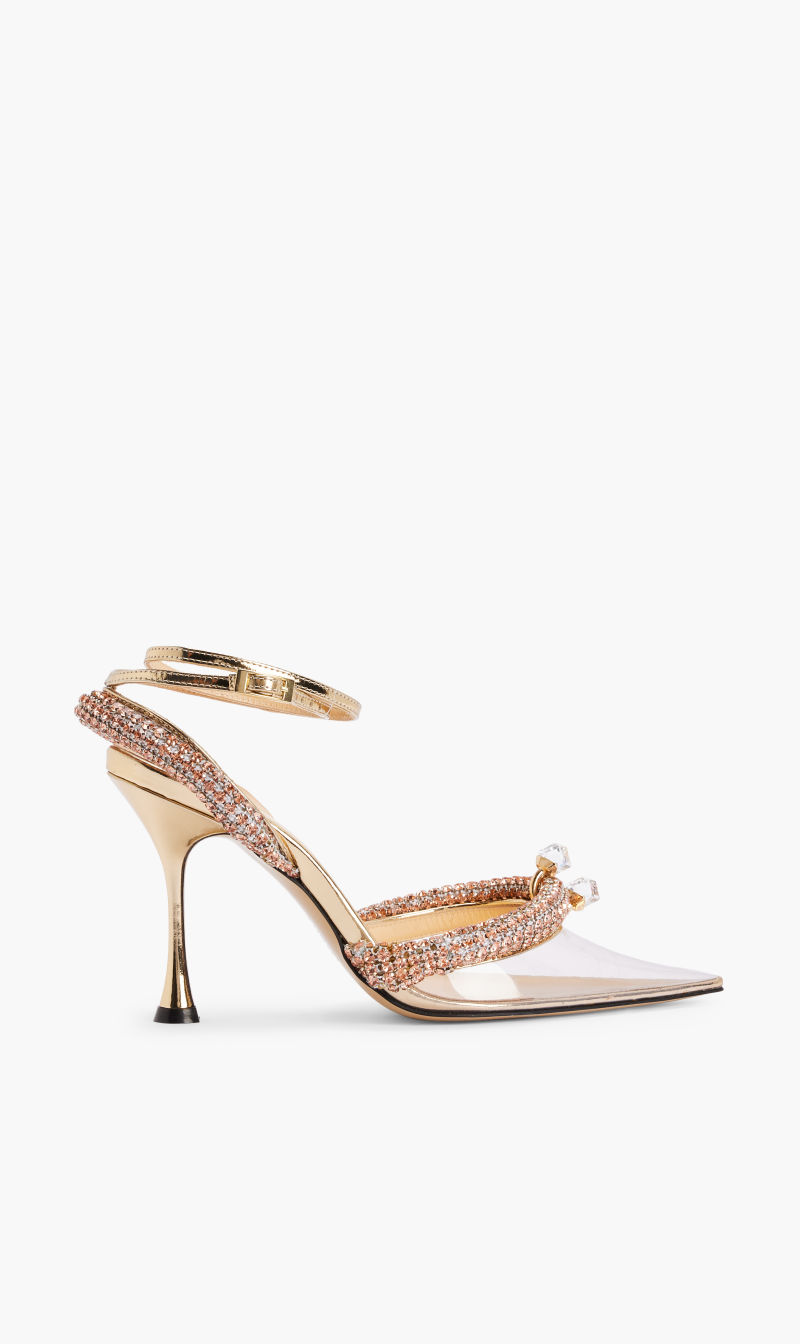 Georgia Crystal Trimmed Pointed Toe High Heels 100nm, Gold