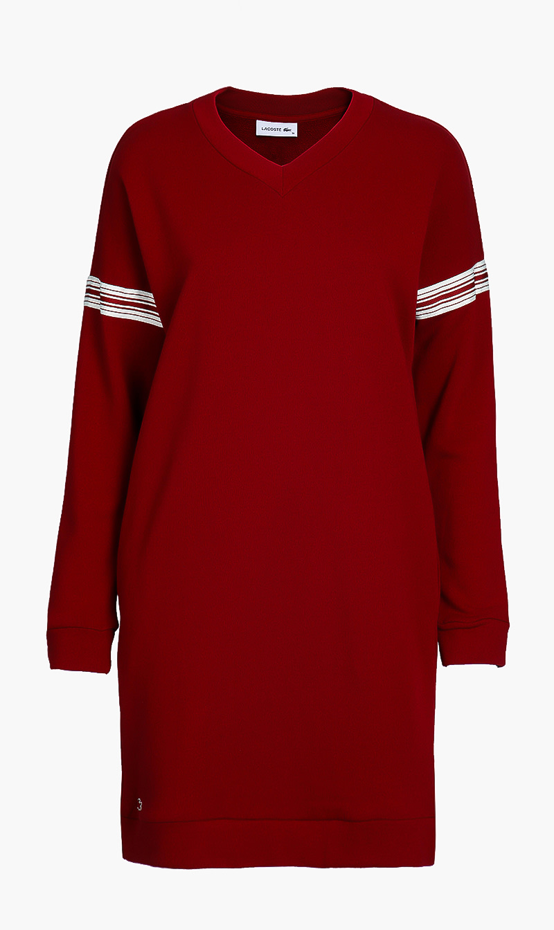 V Neck Dress, Red