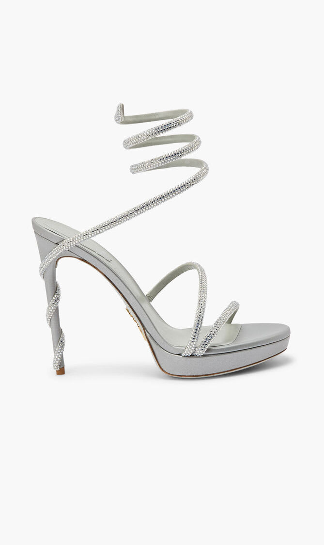 Rene Caovilla Silver Satin Platform Heels for Women | The Deal Outlet
Rene Caovilla Silver Satin Platform Heels for Women | The Deal Outlet
