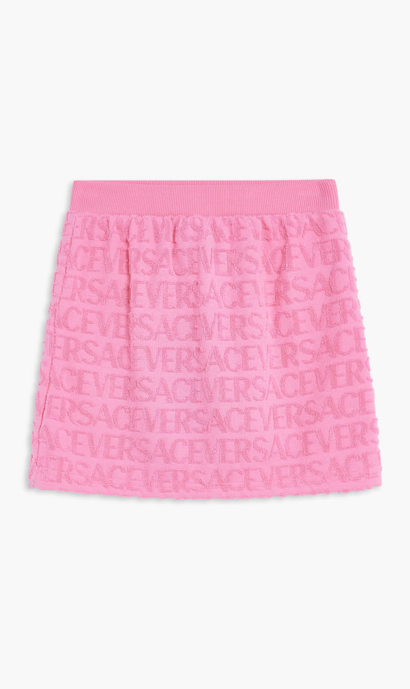 Versace Pink Pleated Greca Skirt for Girls | The Deal Outlet