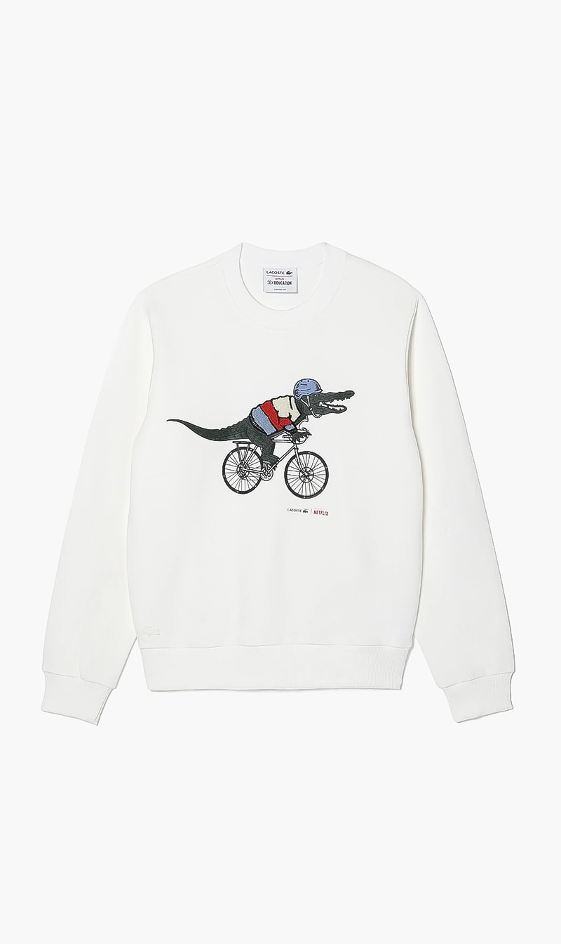 Lacoste White Loose Fit Sweatshirt for Women | The Deal Outlet