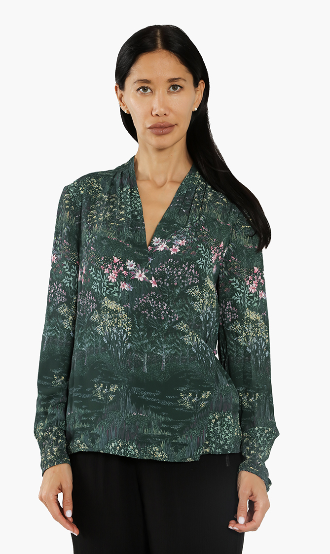 Tessie Diamond Pintuck Wrap Blouse
