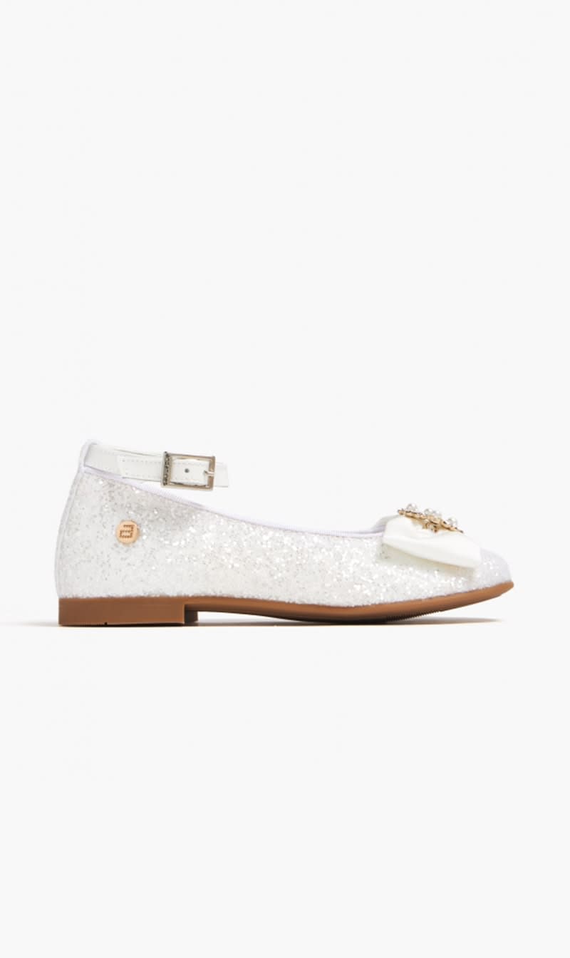 Andanines White Ceremony Bow Ballerinas for Girls | The Deal Outlet