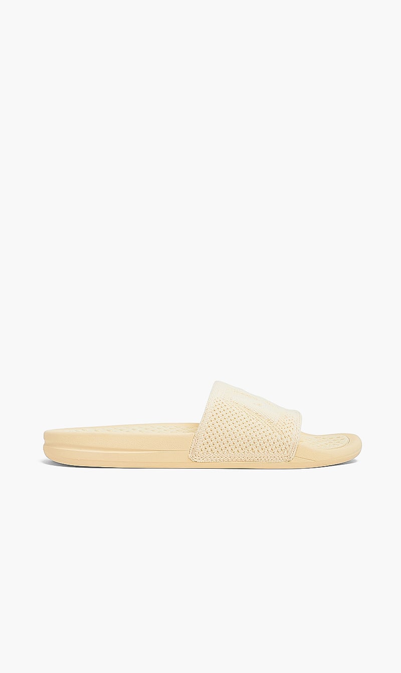 Athletic Propulsion Labs Beige Big Logo Slide for Women | The Deal Outlet