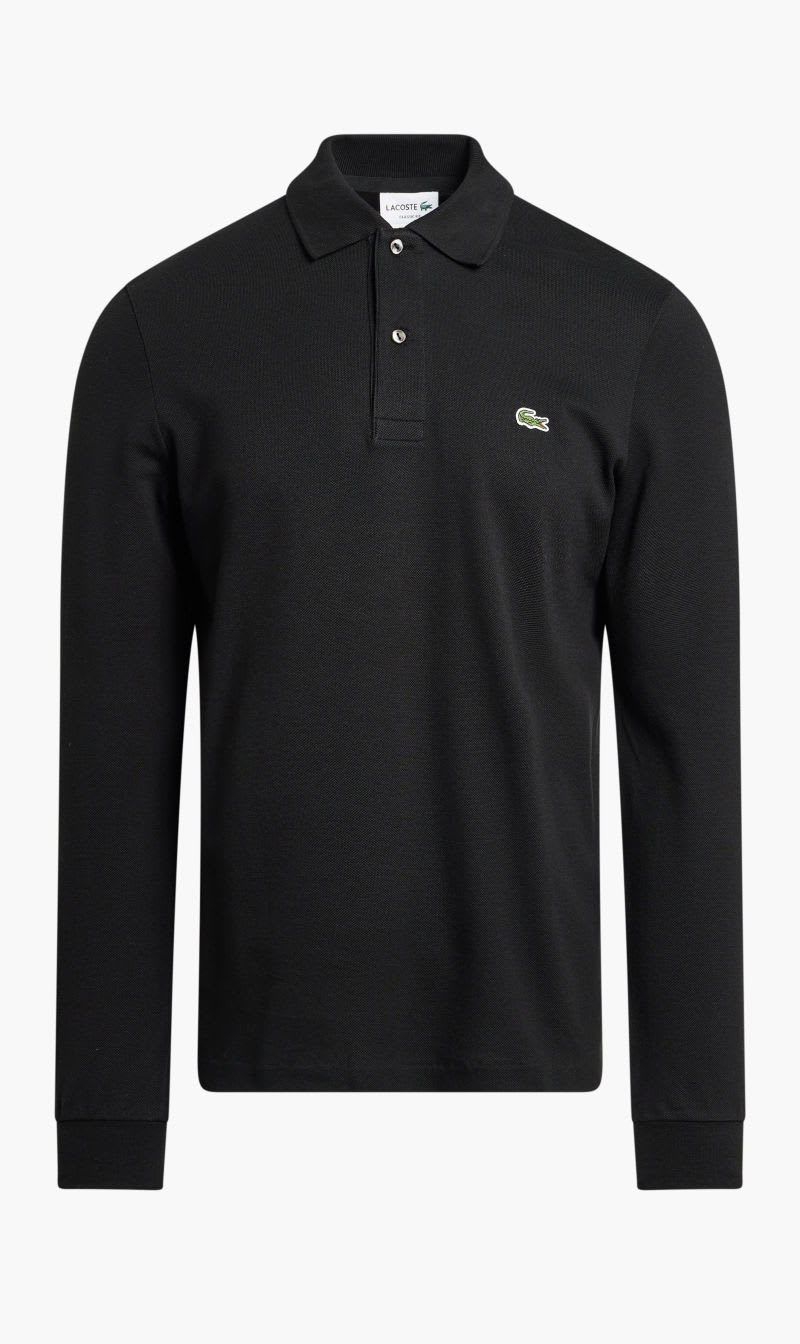 Lacoste Black Long Sleeved Ribbed Collar Shirt for Men | The Deal Outlet